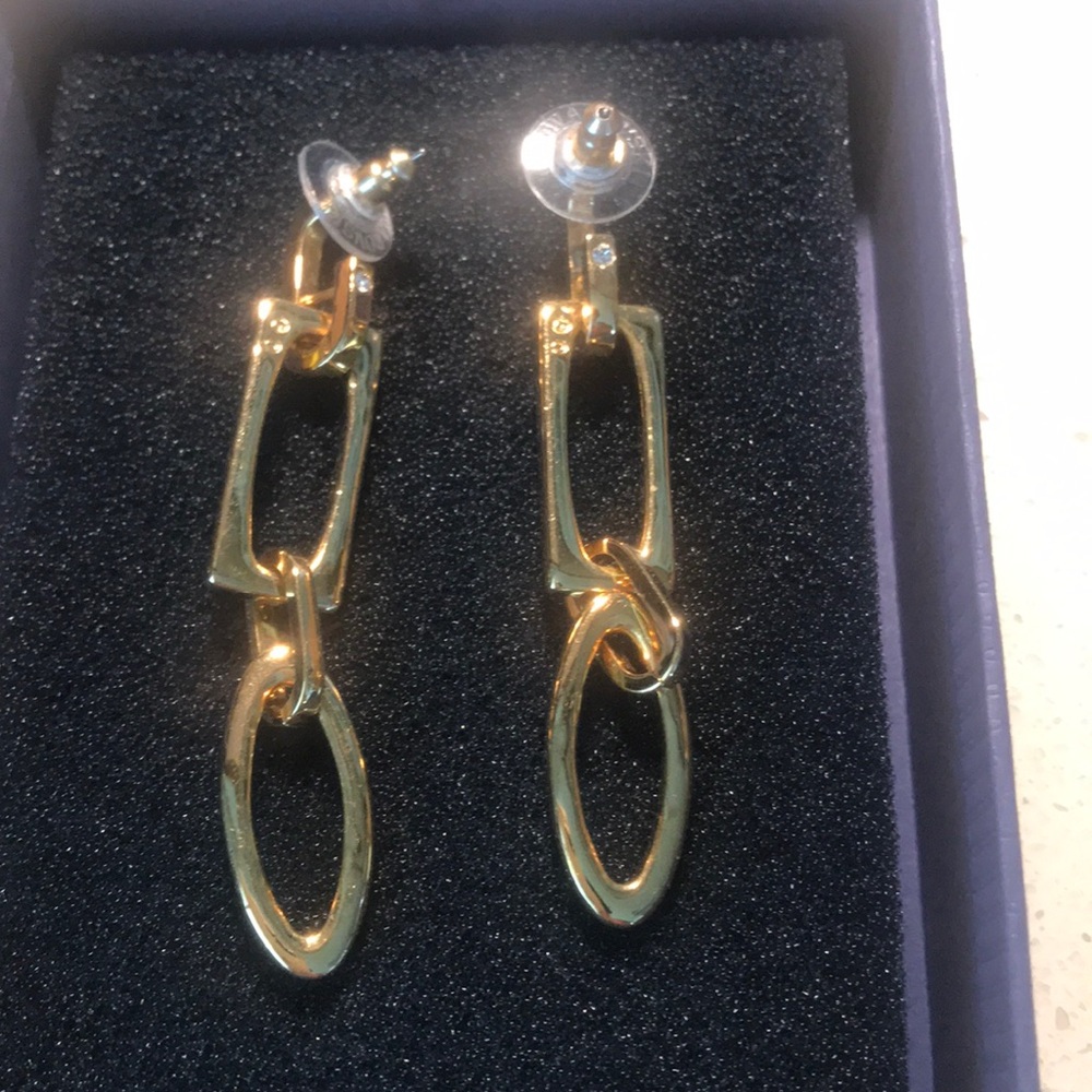 Gold plated Swarovski earrings NEW! - Picture 4 of 5
